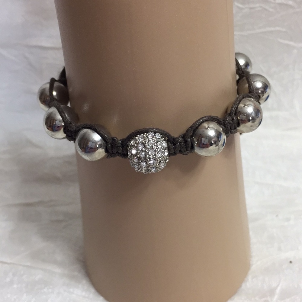 Brown, Silver and Rhinestone Bracelet